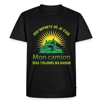 Idée cadeau camion humour - T-shirt Premium bio Homme - noir - Devant - Nico (187cm)
