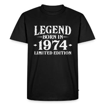 Légende depuis 1974 Vintage Born Anniversaire - T-shirt Premium bio Homme - noir - Devant - Nico (187cm)