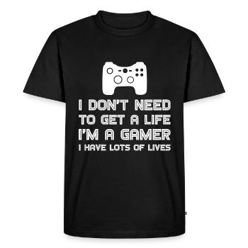 I’m A Gamer, I Have Lots Of Lives - T-shirt Premium bio Homme - noir - Devant - Nico (187cm)