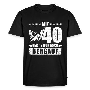 40. Geburtstag Bergauf Fahrrad Radfahren - Männer Premium Bio T-Shirt - Schwarz - Vorne - Nico (187cm)
