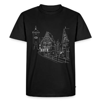 Motif Plönlein | Rothenburg ob der Tauber - Men's Premium Organic T-Shirt - black - Front - Nico (187cm)