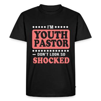 Pasteur des jeunes - T-shirt Premium bio Homme - noir - Devant - Nico (187cm)