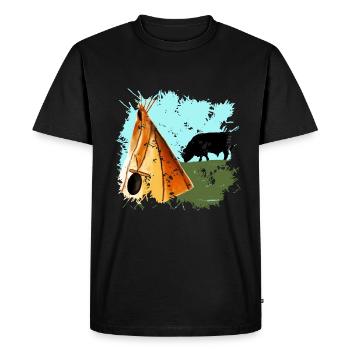 Tente indienne dans la steppe nord-américaine - T-shirt Premium bio Homme - noir - Devant - Nico (187cm)