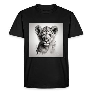 Croquis d’art du lionceau - T-shirt Premium bio Homme - noir - Devant - Nico (187cm)