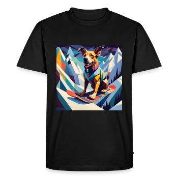 Chien sur un snowboard - T-shirt Premium bio Homme - noir - Devant - Nico (187cm)