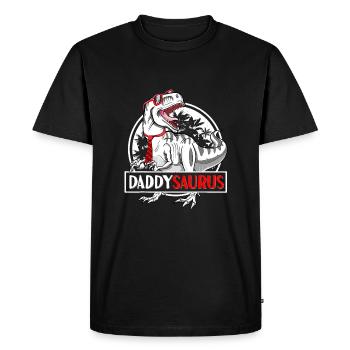 Daddysaurus T shirt Fête des pères T rex Daddy Saurus - T-shirt Premium bio Homme - noir - Devant - Nico (187cm)