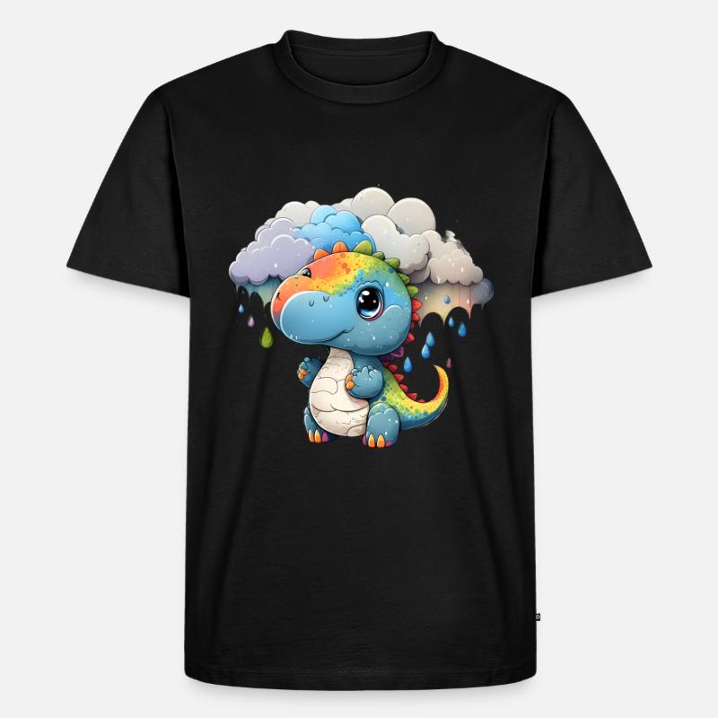 Dinosaurier Kind Regenbogen Geschenk - Männer Premium Bio T-Shirt - Schwarz