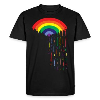 Love Rainbow Rain2 -without watercolor - Men's Premium Organic T-Shirt - black - Front - Nico (187cm)