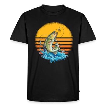 Angler Design Sunset for Fishing - Men's Premium Organic T-Shirt - black - Front - Nico (187cm)