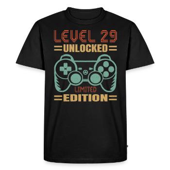 Niveau d’anniversaire 29 débloqué - T-shirt Premium bio Homme - noir - Devant - Nico (187cm)