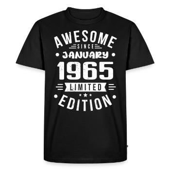 Janvier 1965 - Anniversaire Janvier 1965 I Janvier 1965 - T-shirt Premium bio Homme - noir - Devant - Nico (187cm)
