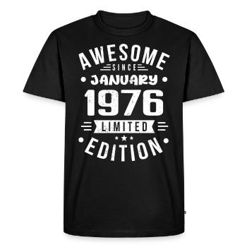 Janvier 1976 - Anniversaire Janvier 1976 I Janvier 1976 - T-shirt Premium bio Homme - noir - Devant - Nico (187cm)