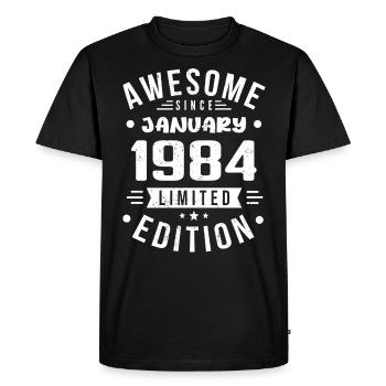 Janvier 1984 - Anniversaire Janvier 1984 I Janvier 1984 - T-shirt Premium bio Homme - noir - Devant - Nico (187cm)