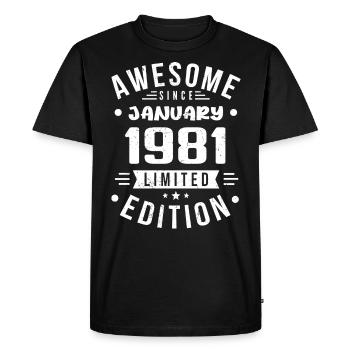 Janvier 1981 - Anniversaire Janvier 1981 I Janvier 1981 - T-shirt Premium bio Homme - noir - Devant - Nico (187cm)