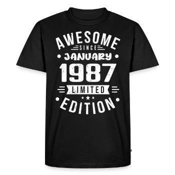 Janvier 1987 - Anniversaire Janvier 1987 I Janvier 1987 - T-shirt Premium bio Homme - noir - Devant - Nico (187cm)
