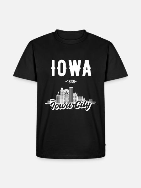 Iowa City Skyline Gift - Men's Premium Organic T-Shirt - black