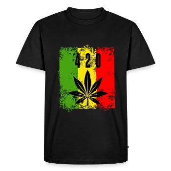 Cannabis 420 T-Shirt Unisexe Feuille de Chanvre Marijuana - T-shirt Premium bio Homme - noir - Devant - Nico (187cm)