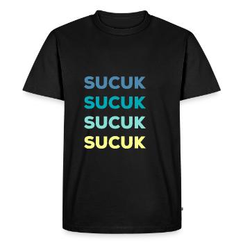 Sucuk Saucisse à l'ail Vintage - T-shirt Premium bio Homme - noir - Devant - Nico (187cm)