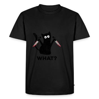 Chat quoi? Drôle de chat noir meurtrier - T-shirt Premium bio Homme - noir - Devant - Nico (187cm)