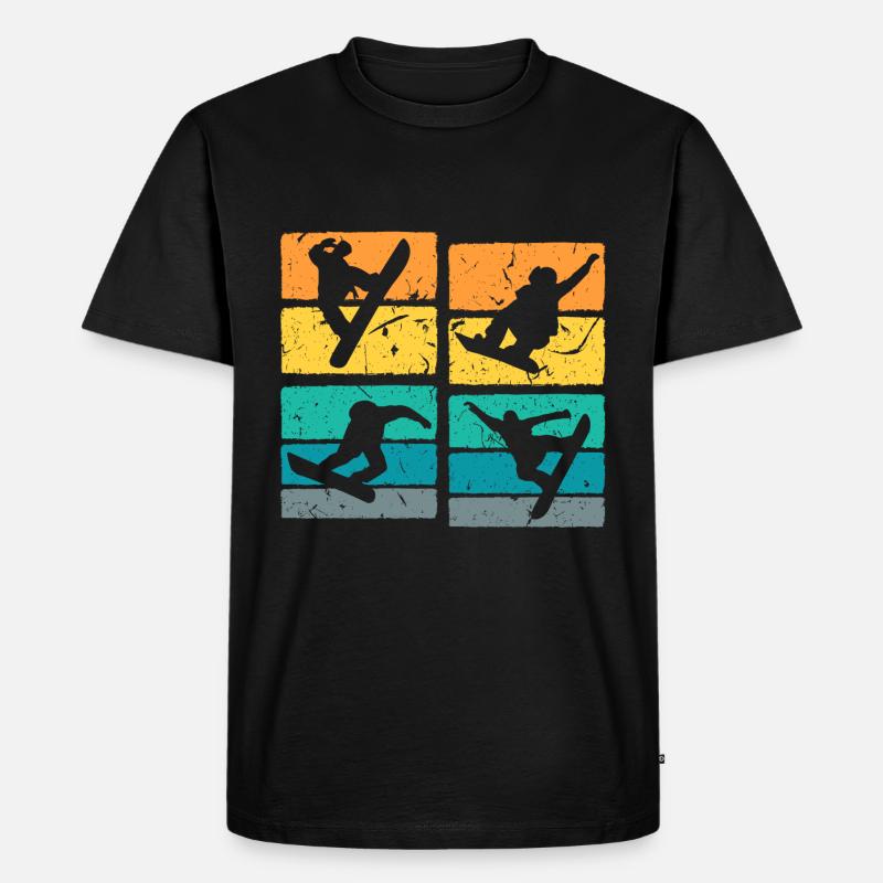 Snowboarder Retro - Männer Premium Bio T-Shirt - Schwarz