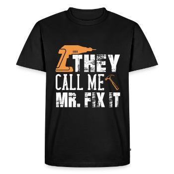 Monsieur Réparez-le il peut tout réparer, artisans - T-shirt Premium bio Homme - noir - Devant - Nico (187cm)