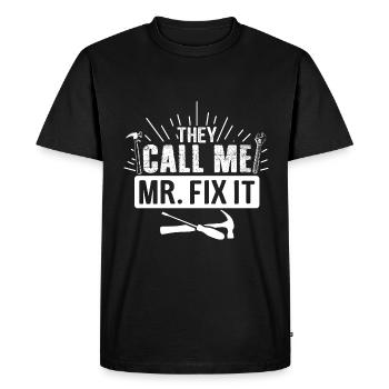 Mari homme M. le réparer, il peut tout réparer - T-shirt Premium bio Homme - noir - Devant - Nico (187cm)