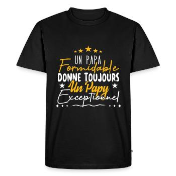 Papa Formidable Donne Un Papy Exceptionnel - T-shirt Premium bio Homme - noir - Devant - Nico (187cm)