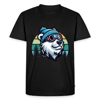 Ski Bear Ours polaire Lunettes de ski Rétro Ski Vacances - T-shirt Premium bio Homme - noir - Devant - Nico (187cm)