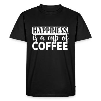Le bonheur est une tasse de café - T-shirt Premium bio Homme - noir - Devant - Nico (187cm)