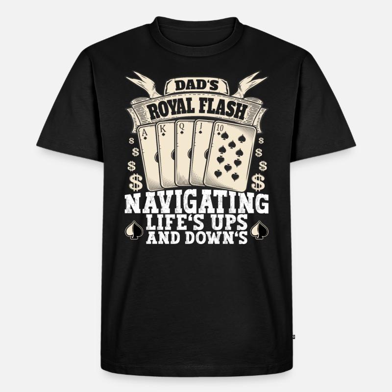 Dad's Royal Flash Navigating Lief's Ups And Down's - Männer Premium Bio T-Shirt - Schwarz