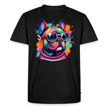 Art coloré de bouledogue Français - T-shirt Premium bio Homme - noir - Devant - Nico (187cm)