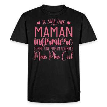 Cadeau Infirmière – Je Suis Une Maman Infirmière - T-shirt Premium bio Homme - noir - Devant - Nico (187cm)