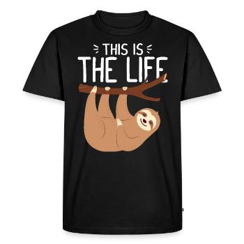 This Is the Life Funny Sloth Cute Hanging Animal - Men's Premium Organic T-Shirt - black - Front - Nico (187cm)