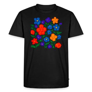 Pixel Flowers – Esthétique florale rétro - T-shirt Premium bio Homme - noir - Devant - Nico (187cm)