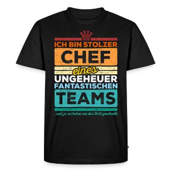 Je suis l’heureux patron d’un cadeau d’équipe - T-shirt Premium bio Homme - noir - Devant - Nico (187cm)