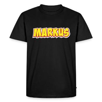 Cadeau Prénom Markus - T-shirt Premium bio Homme - noir - Devant - Nico (187cm)