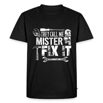 Monsieur réparez-le, L’artisan qui peut tout faire - T-shirt Premium bio Homme - noir - Devant - Nico (187cm)