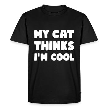 Mon chat pense que je suis cool drôle de chat disant - T-shirt Premium bio Homme - noir - Devant - Nico (187cm)