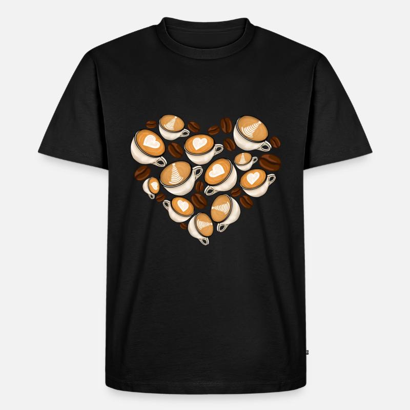 Kaffee Herz - Männer Premium Bio T-Shirt - Schwarz