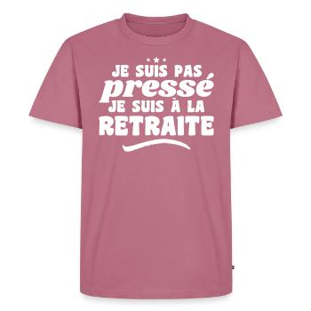 Ich habe es nicht eilig, ich bin im Ruhestand - Männer Premium Bio T-Shirt - Mauve - Vorne - Nico (187cm)