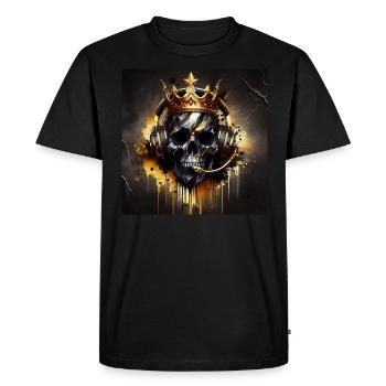 Crâne de jeu marbre or Art - T-shirt Premium bio Homme - noir - Devant - Nico (187cm)