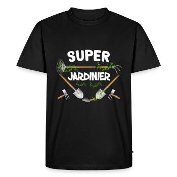 Super jardinier - T-shirt Premium bio Homme - noir - Devant - Nico (187cm)