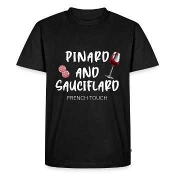 Pinard and sauciflard - T-shirt Premium bio Homme - noir - Devant - Nico (187cm)