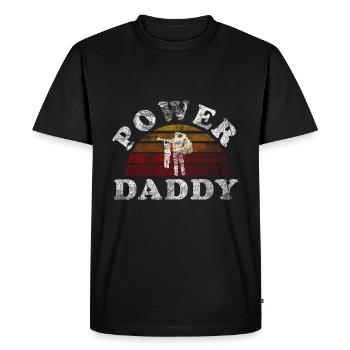 Power Daddy Gift Family Kids Fathers Day Dad - Men's Premium Organic T-Shirt - black - Front - Nico (187cm)