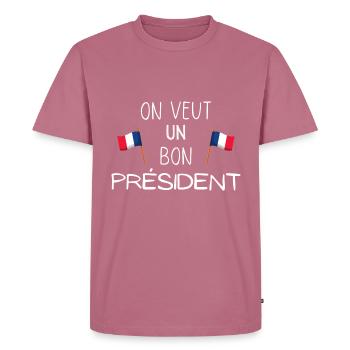 Élection présidentielle française 2022 - T-shirt Premium bio Homme - mauve - Devant - Nico (187cm)