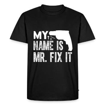 Monsieur réparez-le, L’artisan qui peut tout faire - T-shirt Premium bio Homme - noir - Devant - Nico (187cm)