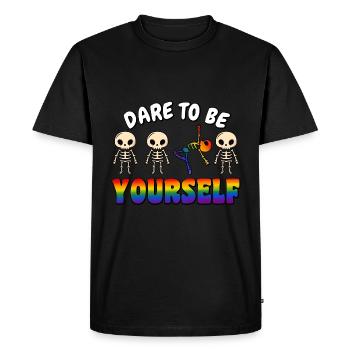 Osez être vous-même gay pride couleurs arc-en-ciel - T-shirt Premium bio Homme - noir - Devant - Nico (187cm)