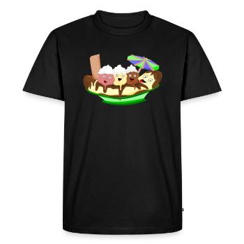 Glace Crème Glacée Banana Split Bananas Kawaii Drôle - T-shirt Premium bio Homme - noir - Devant - Nico (187cm)