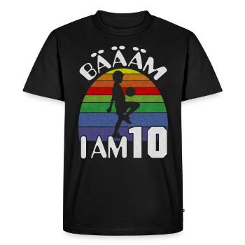10 anniversaire d’enfants football - T-shirt Premium bio Homme - noir - Devant - Nico (187cm)