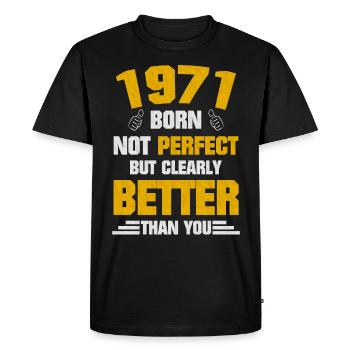 Né en 1971 - T-shirt Premium bio Homme - noir - Devant - Nico (187cm)